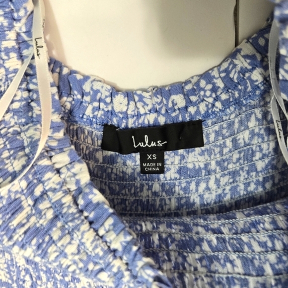 Lulu's Casual Blue Smocked Off-Shoulder Sundress -Size XS -100% Rayon - Picture 2 of 6